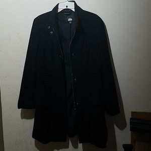 Black Knee Length Pea Coat